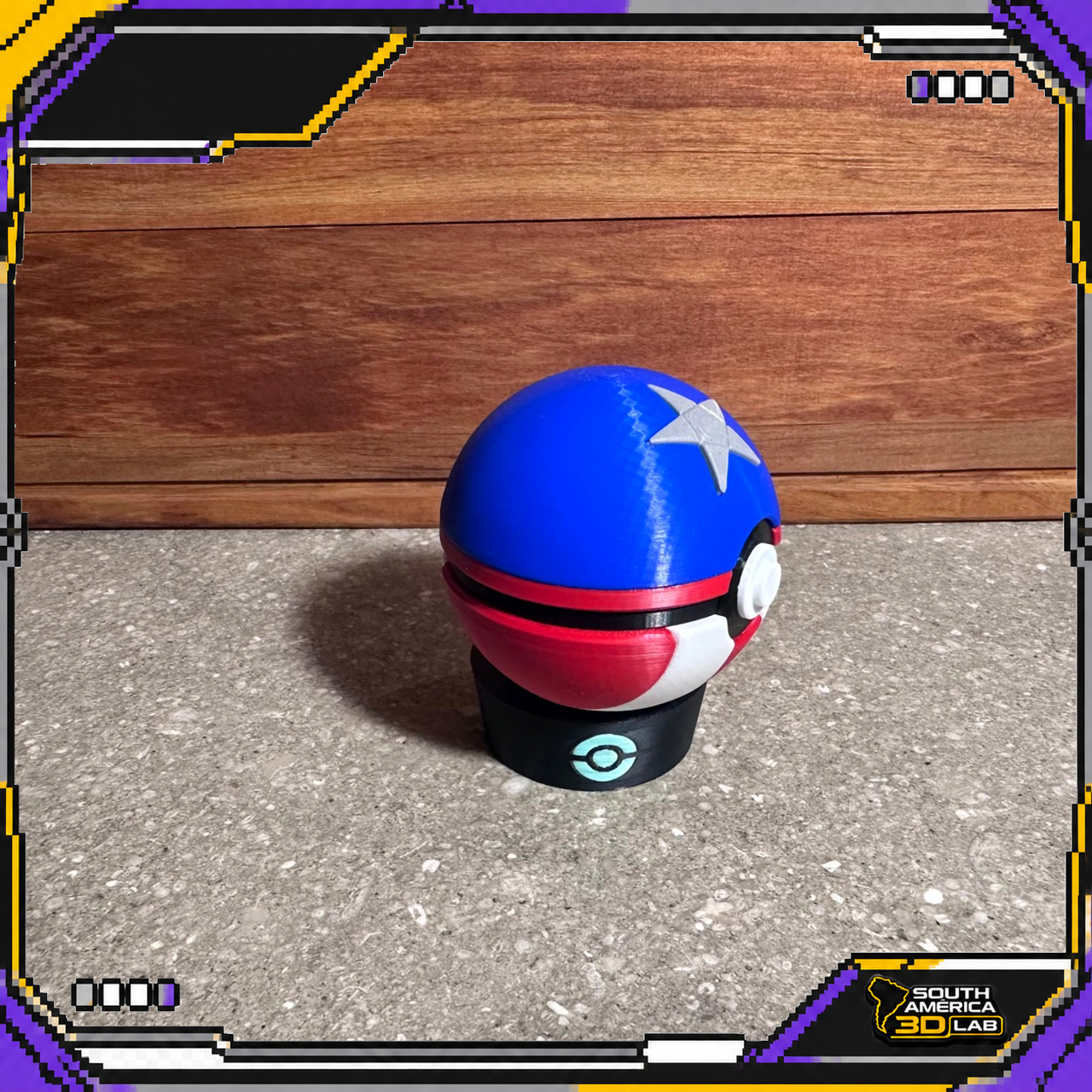 Captain America-inspired crossover Poké Ball, first side view