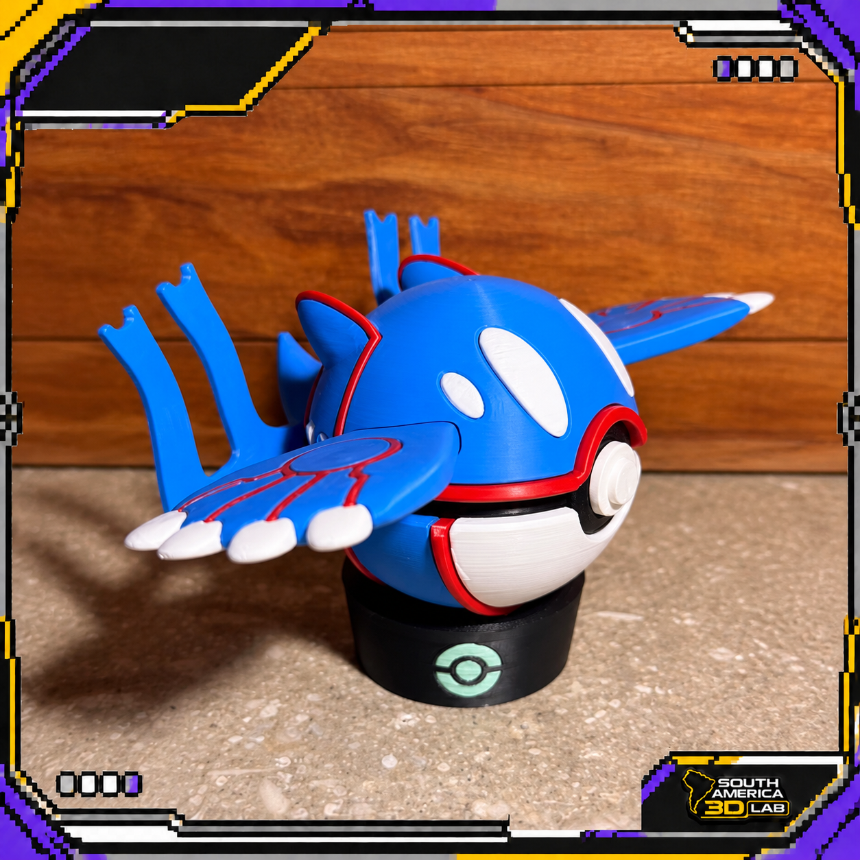 Kyogre-inspired Poké Ball, left three-quarter view